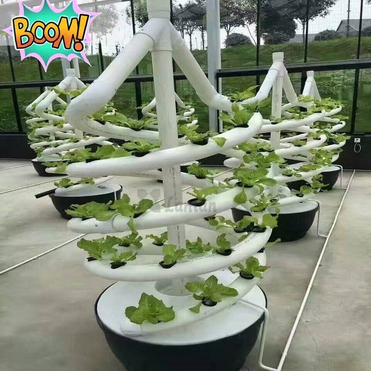Hydroponic vertical spiral tower