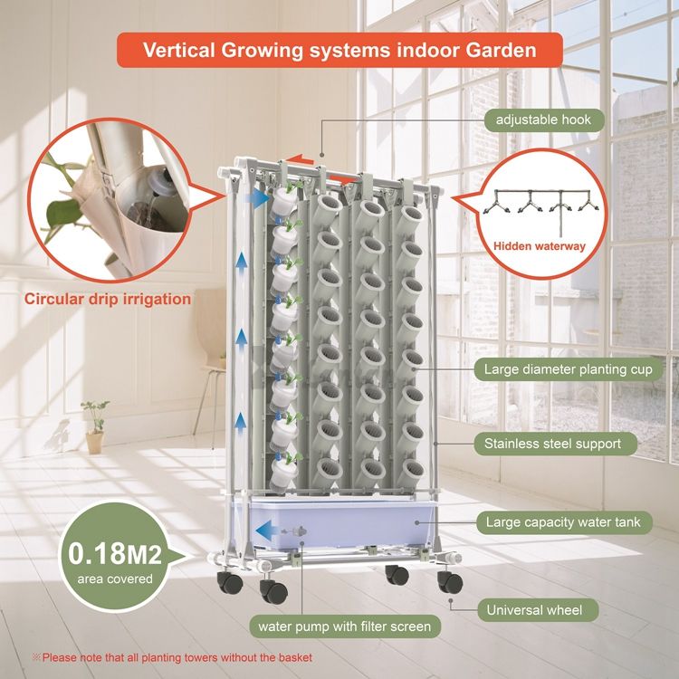 Indoor WIFI Control Hydroponic Grow Towers Smart Vertical Planter for Vegetables